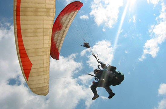 Pärchenflug mit 2 Gleitschirmen Schweiz