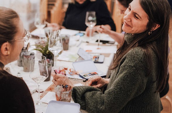 Aquarellkurs München mit Weinprobe