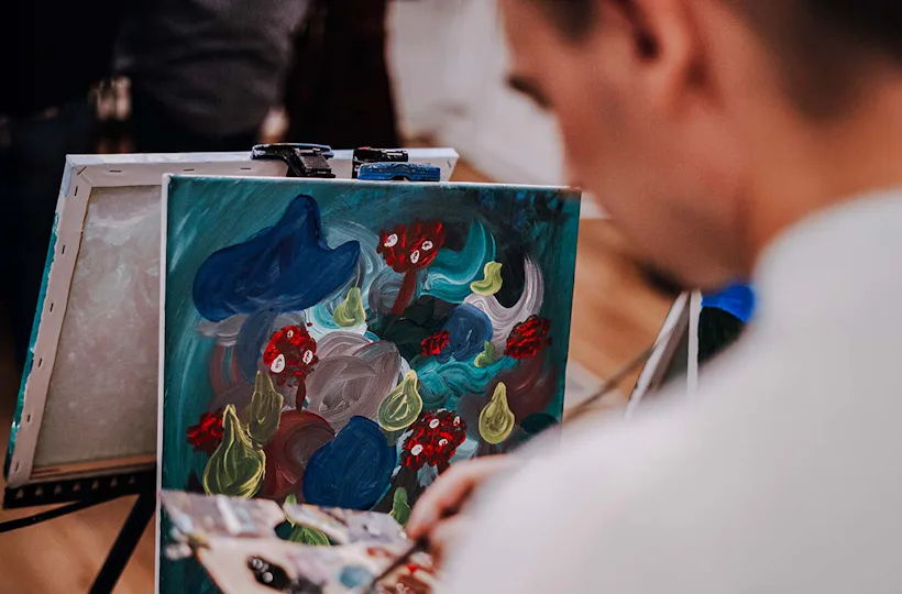 Paint & Drink mit Strukturpaste Berlin